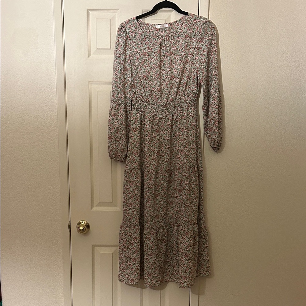 Elegant Floral Long Sleeve Dress